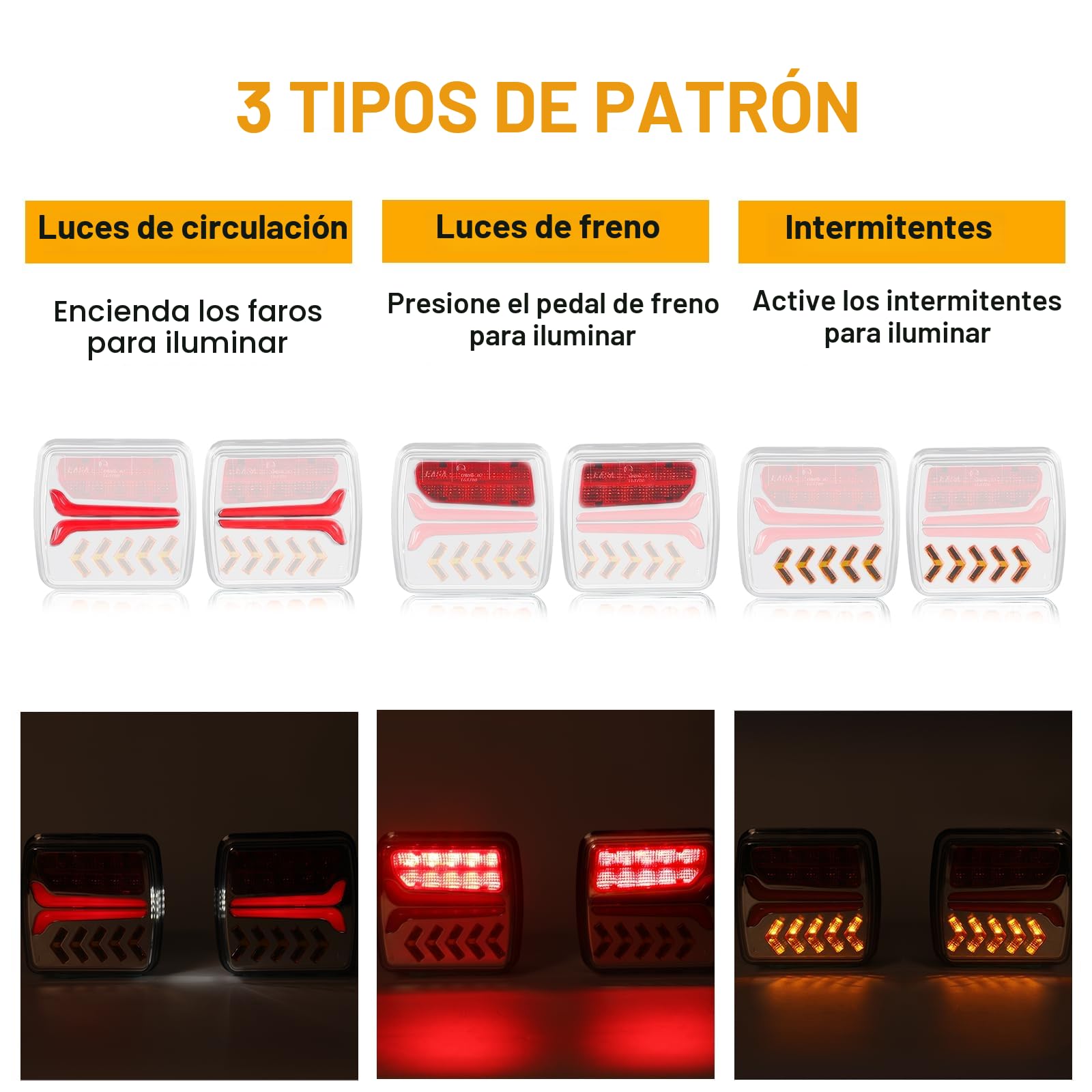 AOHEWEI Luces traseras inalámbricas para remolque LED Luces traseras magnéticas para camión Sin cable 12V Aprobado por ECE con enchufe de 7 pines para remolque, caravana o camión