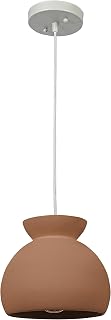 Sienna - Boho Ceramic Ceiling Light with White Fabric Cord, Matte Terracotta
