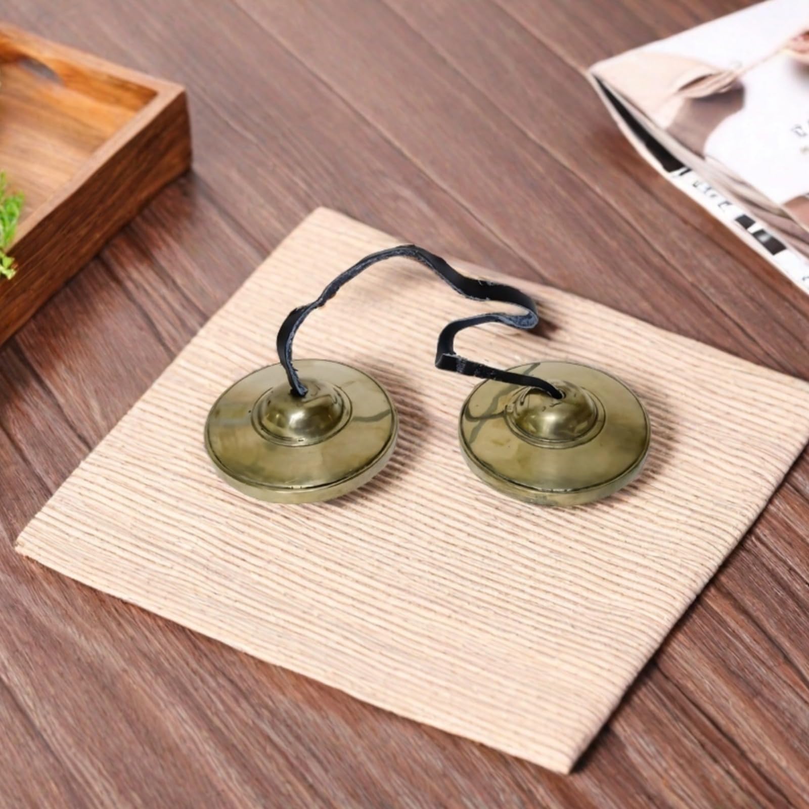 Campane tibetane da meditazione in ottone, cimbali Tingsha fatti a mano per sessioni sonore, yoga e consapevolezza, campane da preghiera buddista tradizionali con suoni chiari