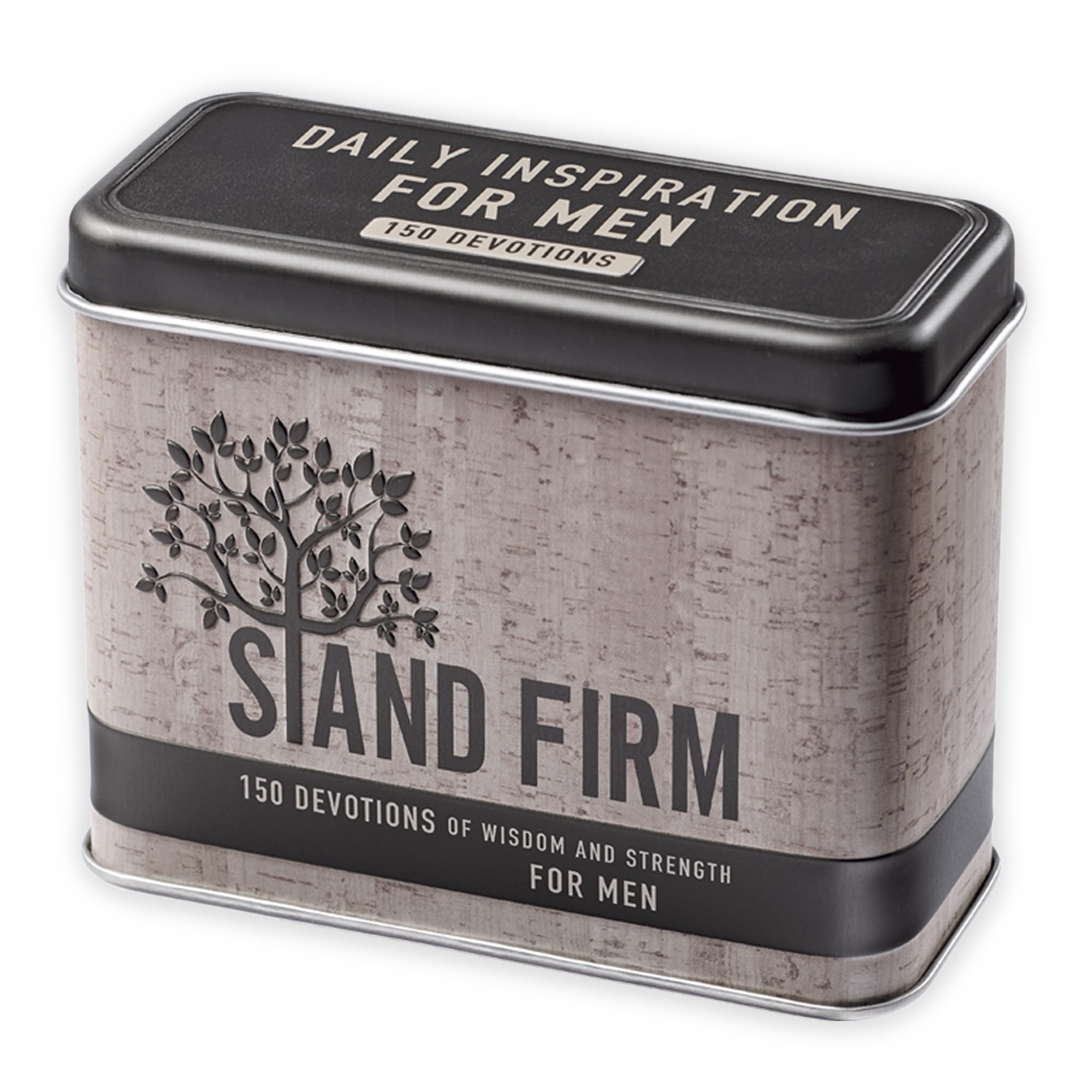 Christian Art Gifts Scripture Verse Prayer Devotional Cards for Men, Dad, and Teens: Stand Firm Set of 150 Inspirational Bible Verse Classic Devotions, 75 Double-Sided Cards in Sturdy Storage Tin Box