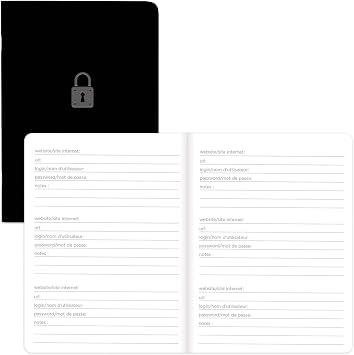Blueline Password Notebook, Flexible Cover, Black, 5" x 3.5", 64 Pages A007.81