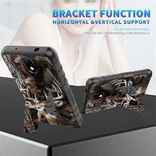 Miniatura 3 de AT&T Calypso 2 (U319AA) Funda con protector de pantalla de vidrio templado resistente con función atril integrado para debut de críquet, ciervo