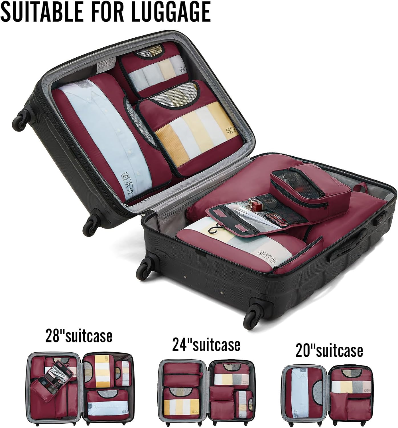 Veken 8 Set Packing Cubes, Christmas Birthday Gifts for Women Mom Her Girl, Cruise Ship Travel Essentials Accessories for Beach Vacation, Suitcase Organizer Bags for Luggage with Hanging Toiletry Bag - Image 6