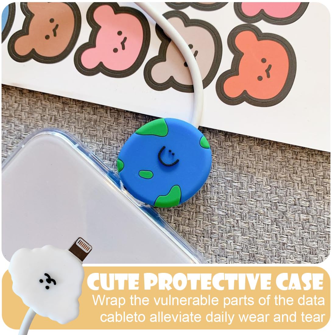 8 Pezzi Proteggi Cavo, Cable Protector, Protezione Cavo Carica Cartone, Protettore della Linea Dati Cavo Compatibile con iPhone, per Telefono Caricatore USB Protect