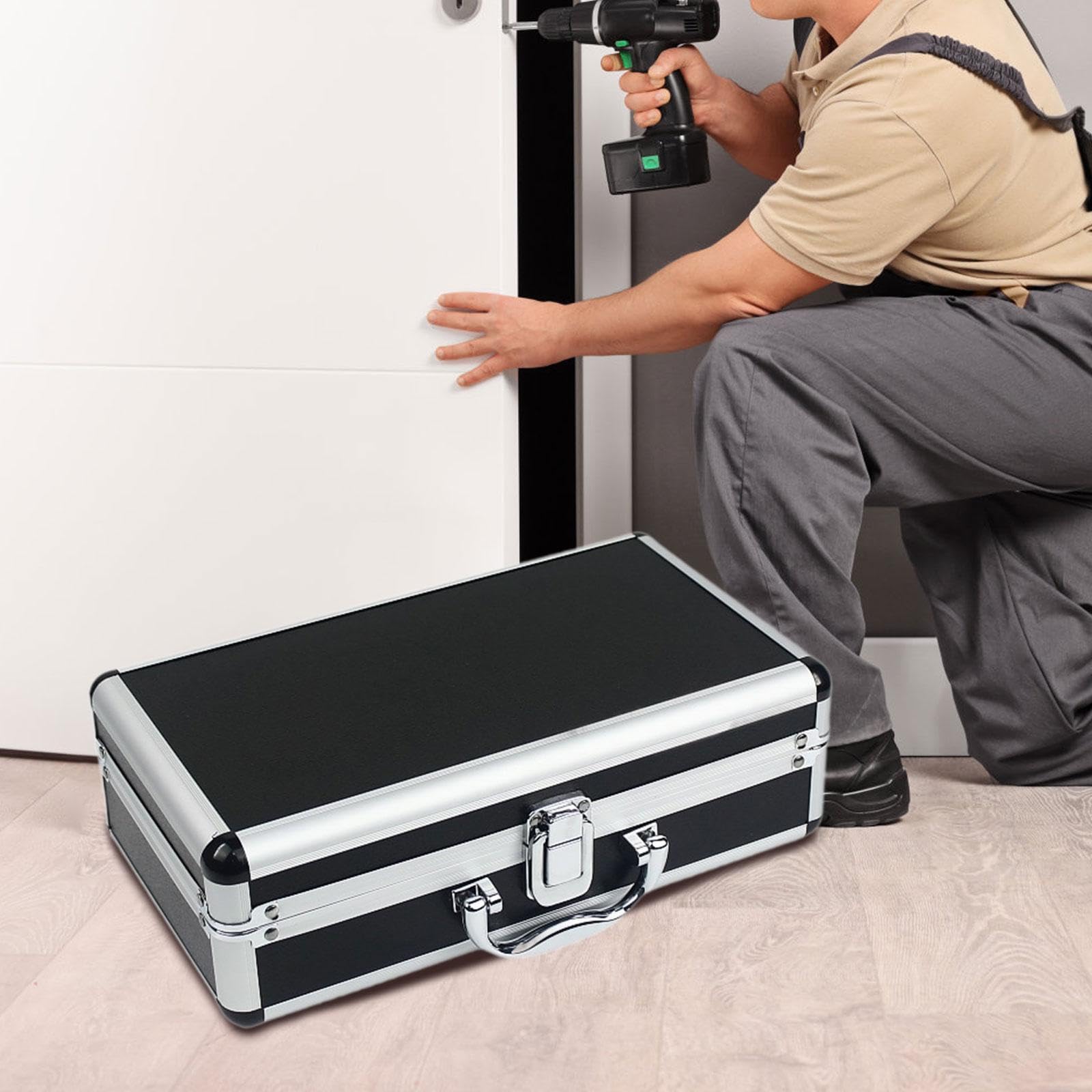 Generic Valigetta Porta Strumenti Cassetta Attrezzi Organizer Custodia Realizzata con Alluminio Resistente E Rivestimento Interno Protettivo Adatta a Professi, 30cmx17cmx9.5cm
