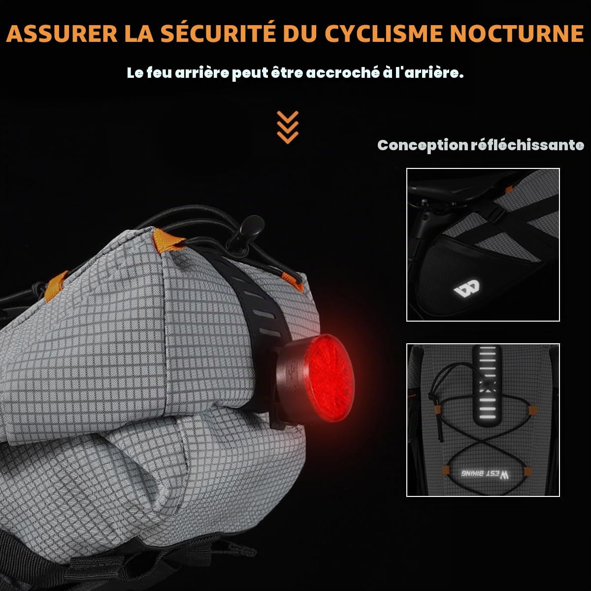 Sacoche de Selle, Sacoche Velo Extensible avec Double Conception Imperméable pour VTT, Vélo de Route, Vélo de Ville - 10L de Grande Capacité