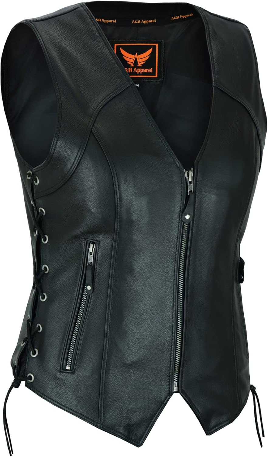 A&H Apparel Women Classic Natural Mild Top Grain Cow Hide Motorcycle Leather Vest With Conceal Carry Pockets A&H Apparel Women Classic Natural Mild Top Grain Cow Hide Motorcycle Leather Vest With Conceal Carry Pockets