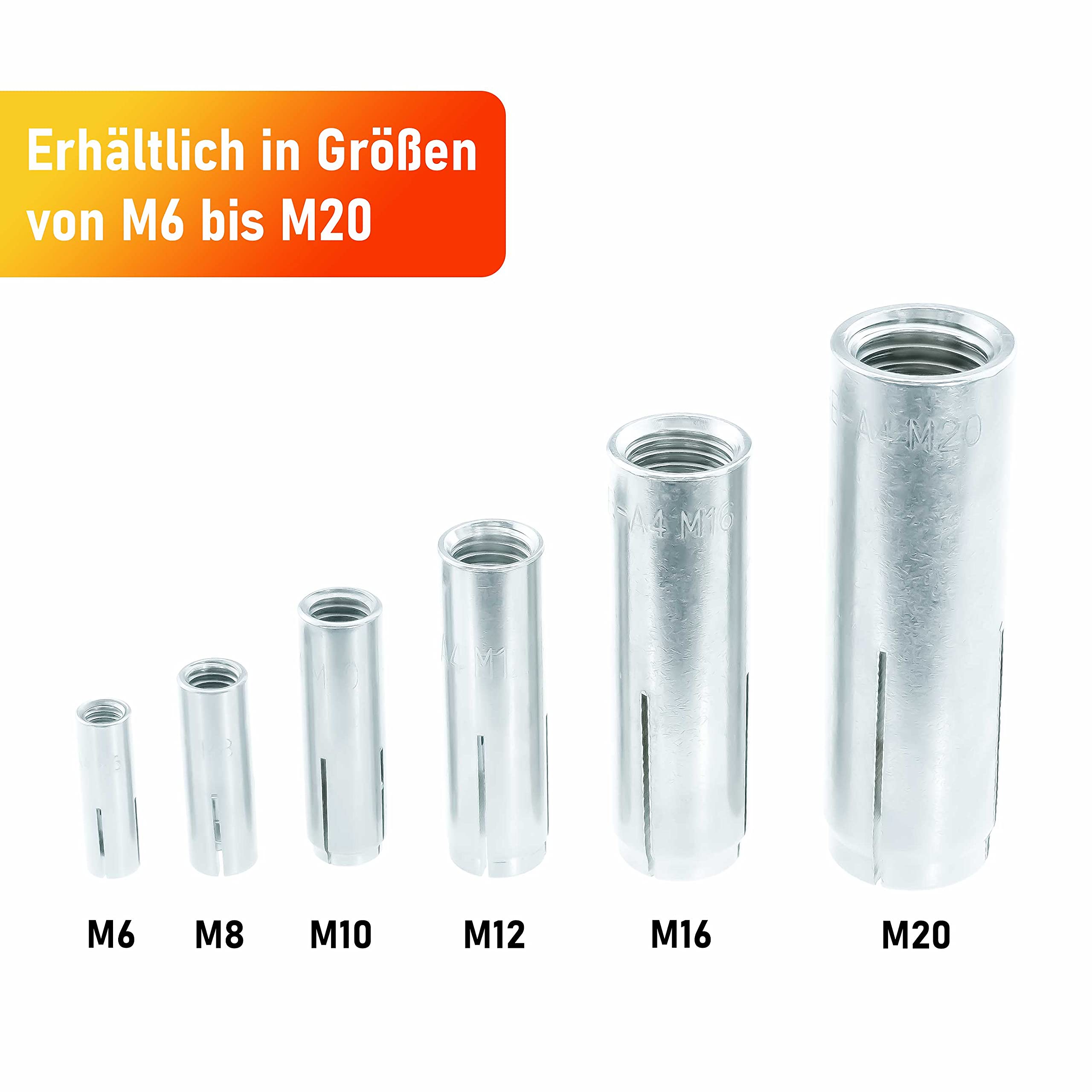 Einschlaganker Zulassung Option 7 Stahl verzinkt, M20 x 80 Ø25-25 Stück