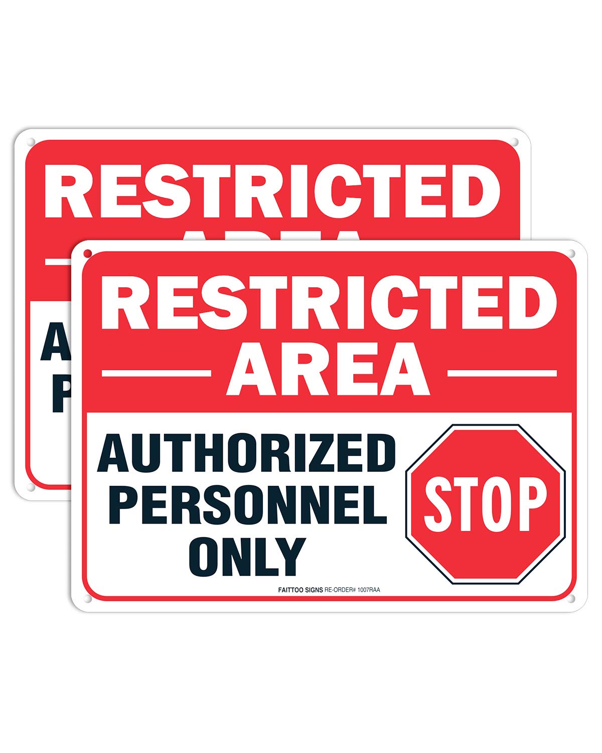(2 pack) Restricted Area Sign Authorized Personnel Only, Do Not Enter Sign, 10 x 7 Inches .40 Rust Free Aluminum, UV Protected, Weather Resistant, Waterproof, Durable Ink，Easy To Mount