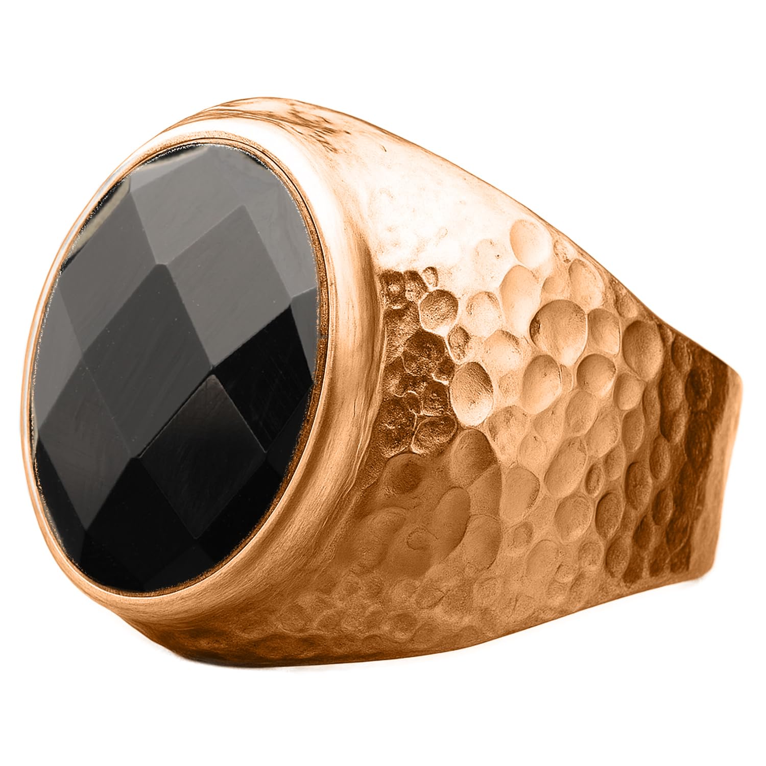 Natural Amazonite Crystal Ring Men's Hammered 18K Rose Gold Vermeil 925 Sterling Silver Oval Solitaire Gemstone Dainty Perseverance Crystal Virgo Wealth Statement Ring Handmade Turkish Fine Jewelry