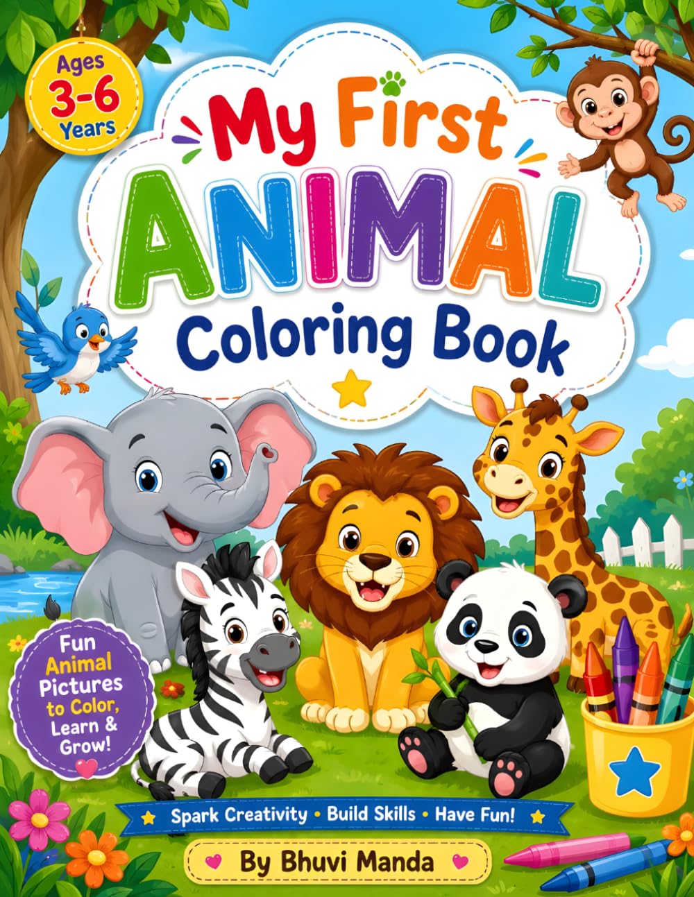 My First Animal Coloring Book: Fun and Easy Animal Coloring Pages for Toddlers and Preschool Kids | Cute Forest, Farm, Jungle, and Ocean Animals for Early Learning and Creativity