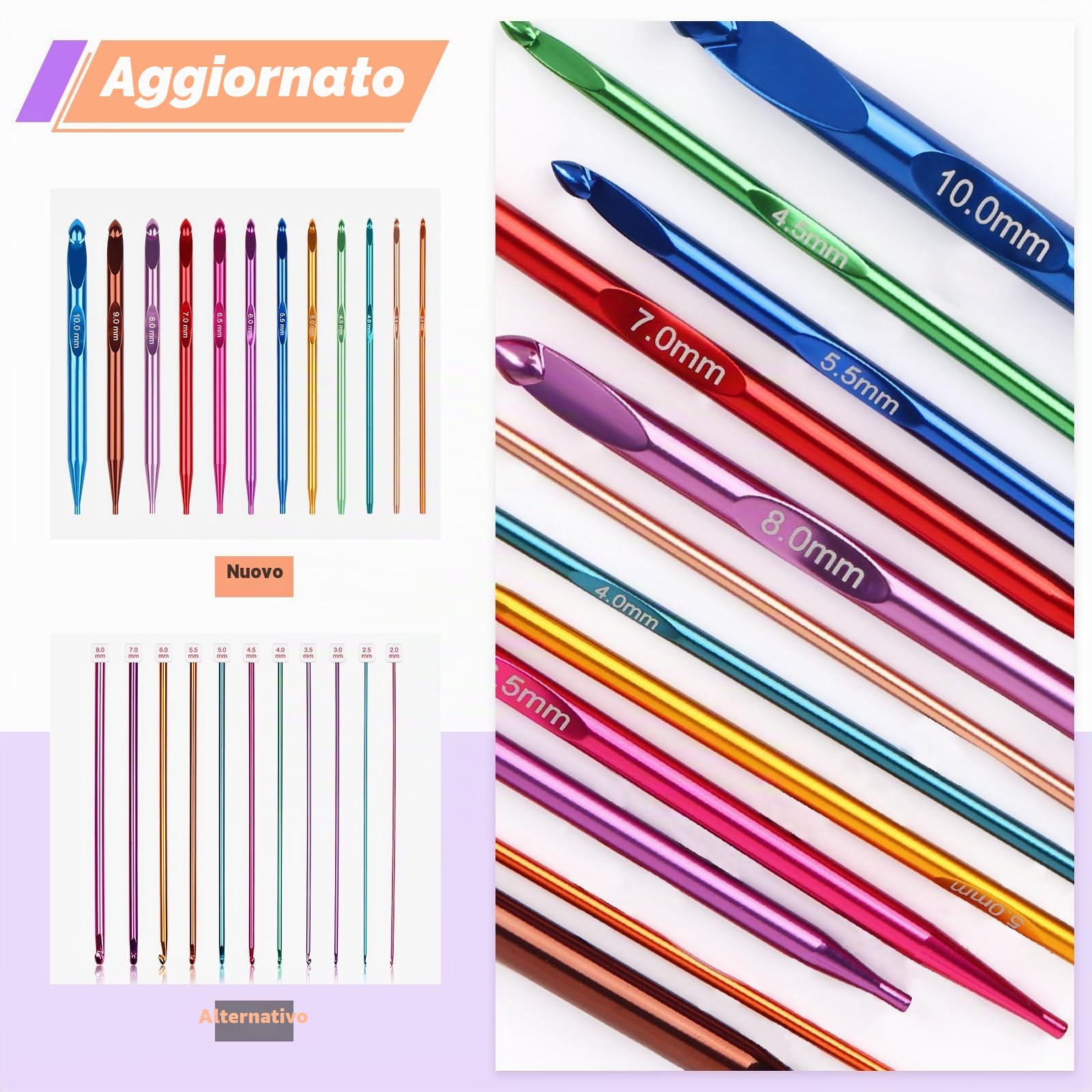 Coopay Set di 12 Uncinetti Tunisini Intercambiabili, 3,0-10,0mm con Filo da 40/60/80/100 cm, Uncinetto per Principianti e Professionisti, Uncinetto Afgano per Tappeti, Maglioni, Sciarpe, Rosa