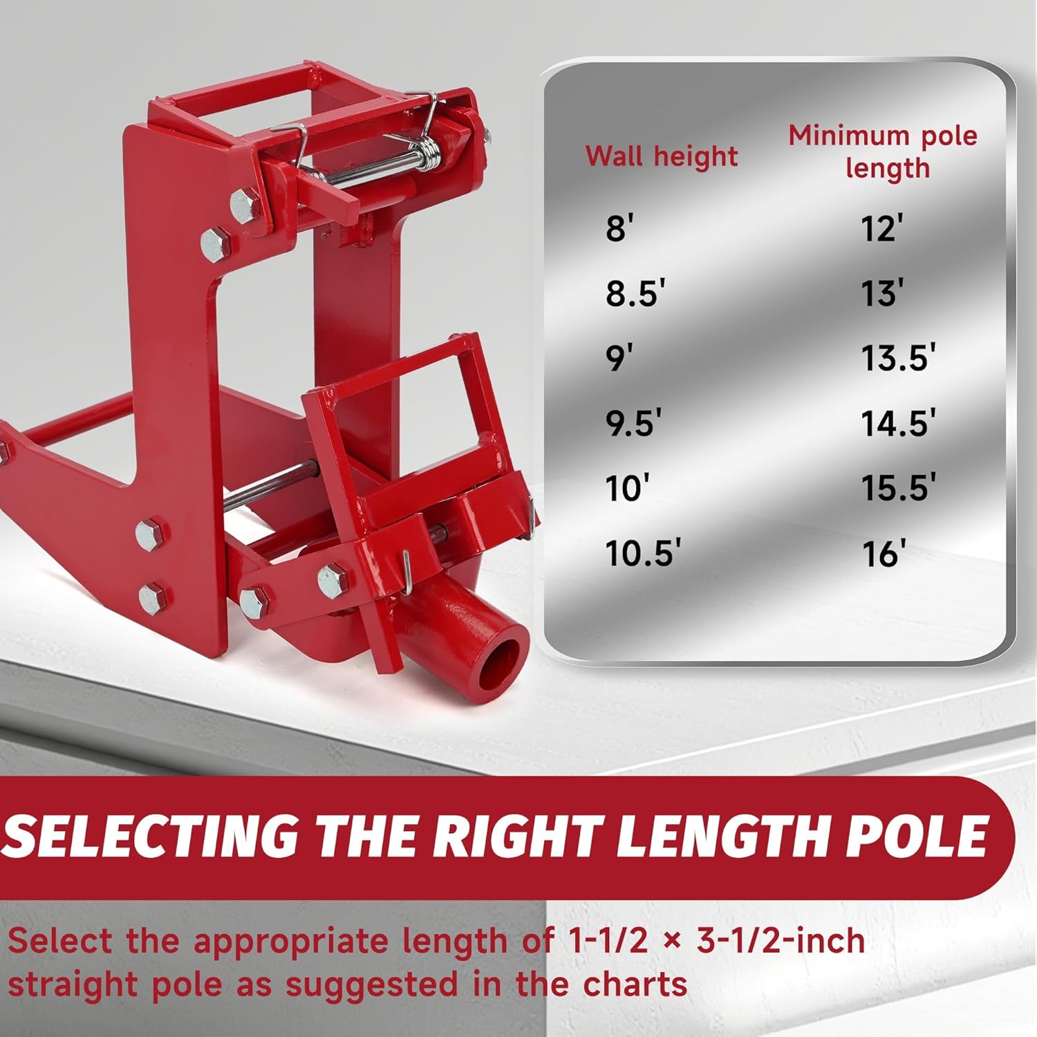 Nisorpa Portable Wall Jacks for Framing, Malleable Casting Iron Wall Jack, fit for 1-1/2 × 3-1/2 in Wood Pole and 1 in OD Steel Pipe, 1000 LBS Capacity Heavy-Duty Wall Jack for Lifting Wall Beams