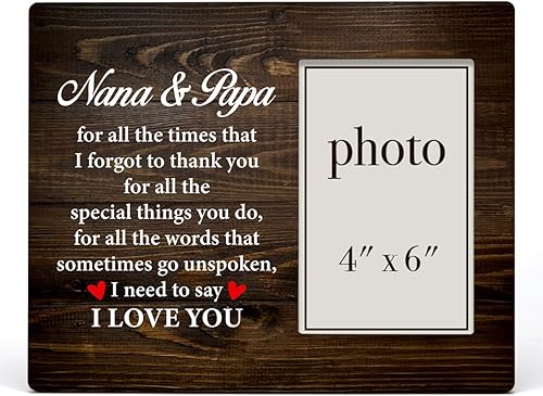 Miniatura 2 de Marco de fotos de madera rústico para abuelos de parte de nieto, nieta, abuela y papá, marco de fotos de madera rústico para abuelas y abuelos (para