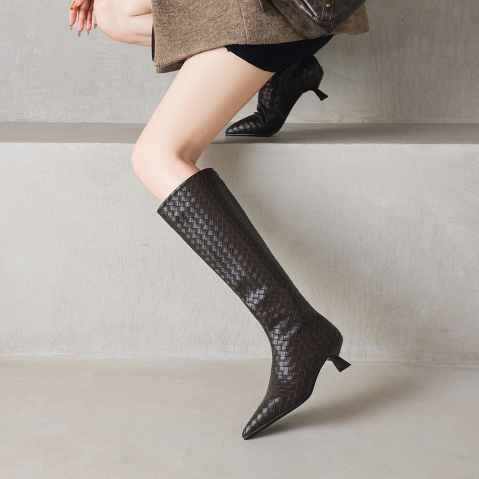 CUTEHEELS Damskie sztyblety koronkowe | wytrzymała gumowa podeszwa do noszenia na co dzień