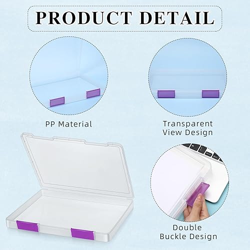 Miniatura 3 de 12 cajas de archivos transparentes A4 de plástico para almacenamiento de documentos, contenedores de almacenamiento de papel para álbumes de