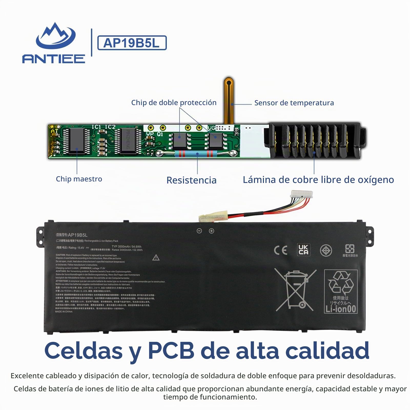 ANTIEE AP19B5L Batería para Aspire 5 A515-43 A515-43G A515-52 A515-52G