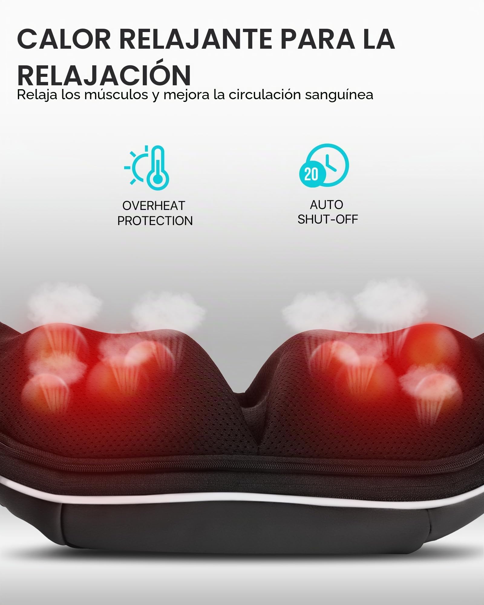 ALLJOY Masajeador de Cuello y Hombros con Calor, Masajeador Cervical y Espalda Shiatsu, 8 Nodos de Masaje Giratorios, 3 Velocidades, Dirección Ajustable,Regalo para Mujer Hombre,Negro