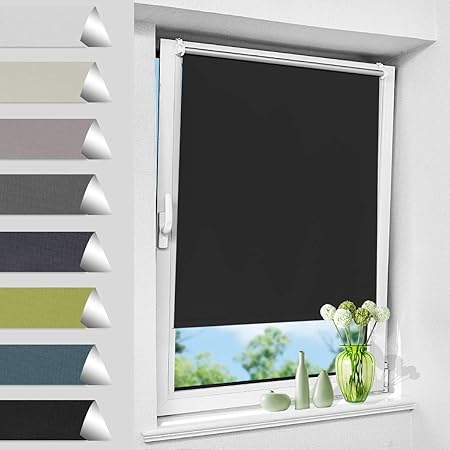 Store Enrouleur Occultant Thermique Sans Percage Noir 45 X 170 Cm Rideaux Occultant Opaque Isolant Montage Simple Amazon Fr Cuisine Et Maison