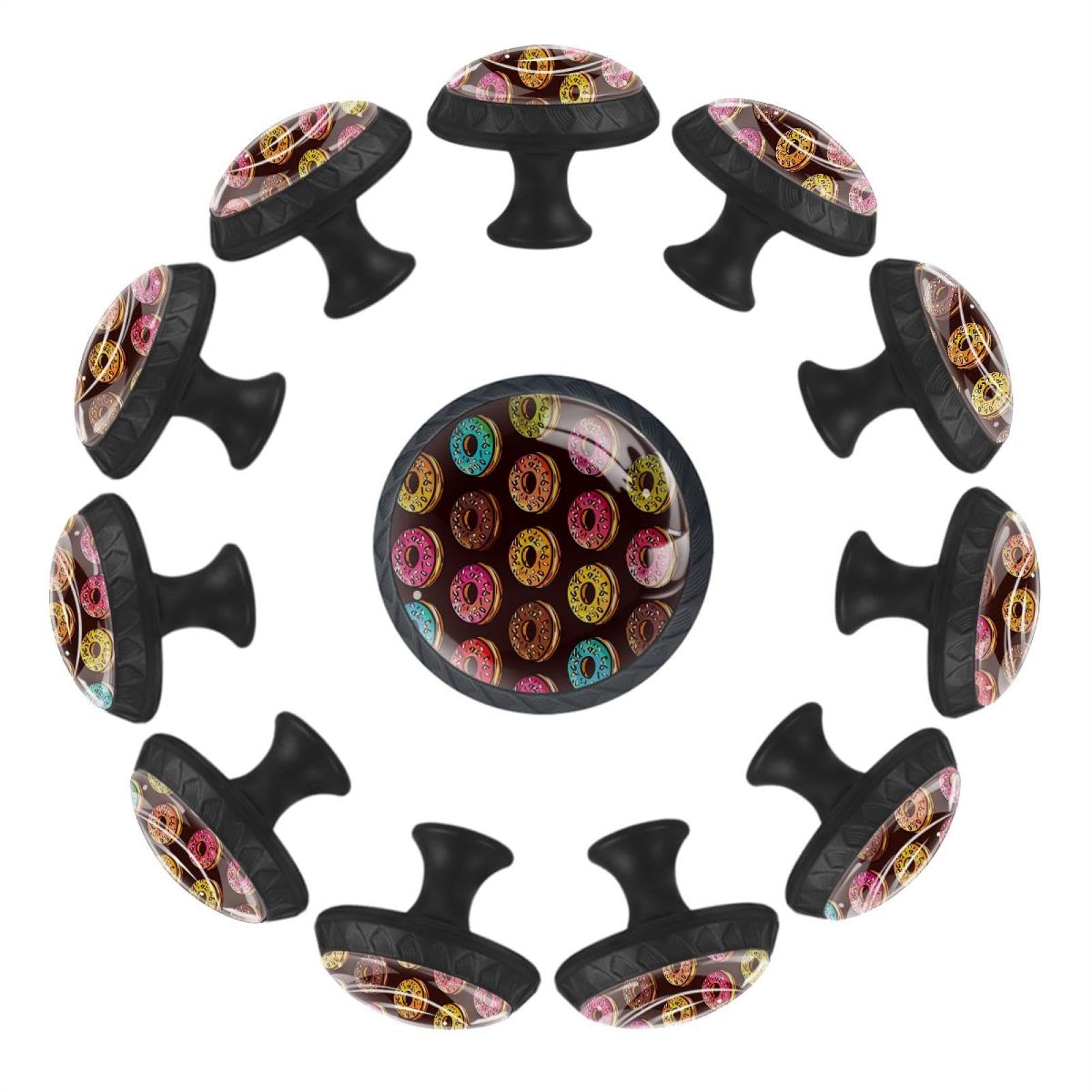Boutons de tiroir en verre transparent chic | Lot de 12 mini donuts pour meuble