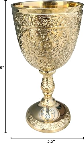 Miniatura 8 de Copa de cáliz vintage de latón | 1 copa de vino real del rey Arturo – Regalos medievales renacentistas para comunión, paquete de Navidad de 1 cáliz