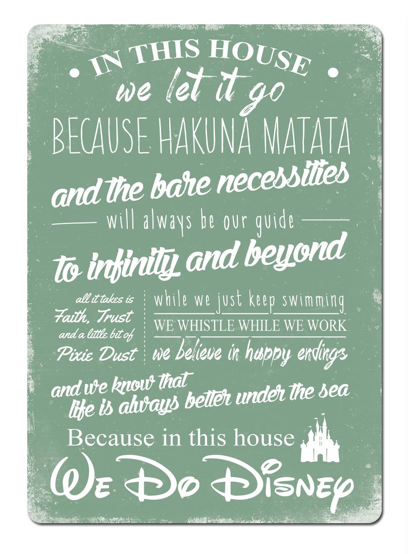 Cirrus Green This House We Do Disney V2 Metal Wall Sign Plaque Wall Art Inspirational D2g