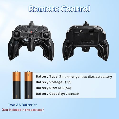 Miniatura 4 de SGILE Coche de control remoto, auto de acrobacias con tira de luz lateral y faros, 2.4Ghz de doble cara 360 vueltas giratorias, autos RC recargables