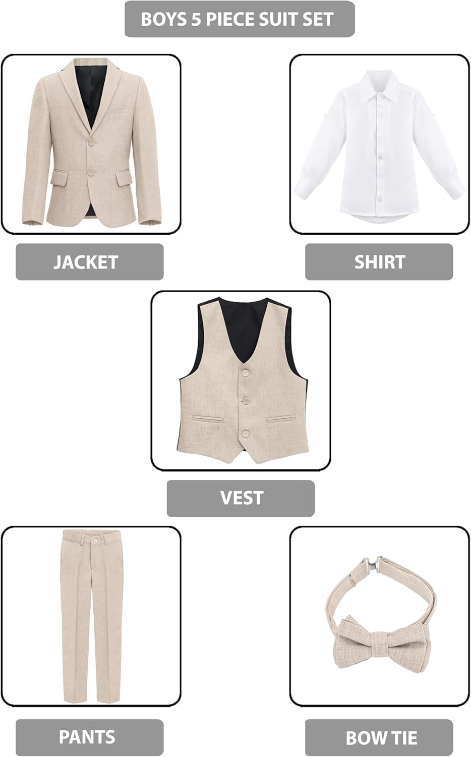 Lilax Boys Suits, Slim Fit Toddler Suit Set for Teen, Kids Wedding Ring Bearer Outfit