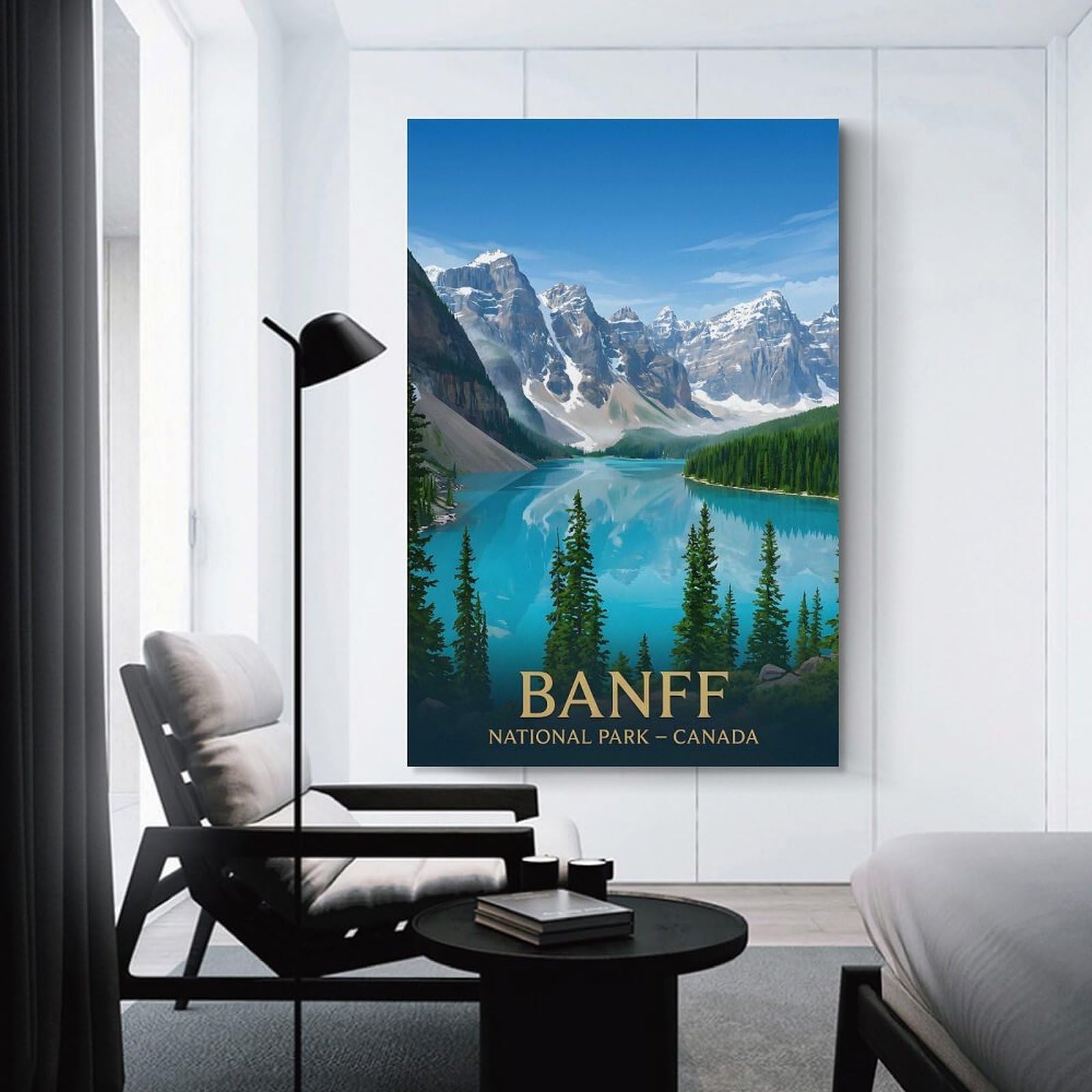 Junmoney Banff National Park Vintage Room Decor Wall Art 12x18inch(30x45cm), for Entrance Spaces, Stair Walls Or Halls, A Neat Decor Update for Hallways
