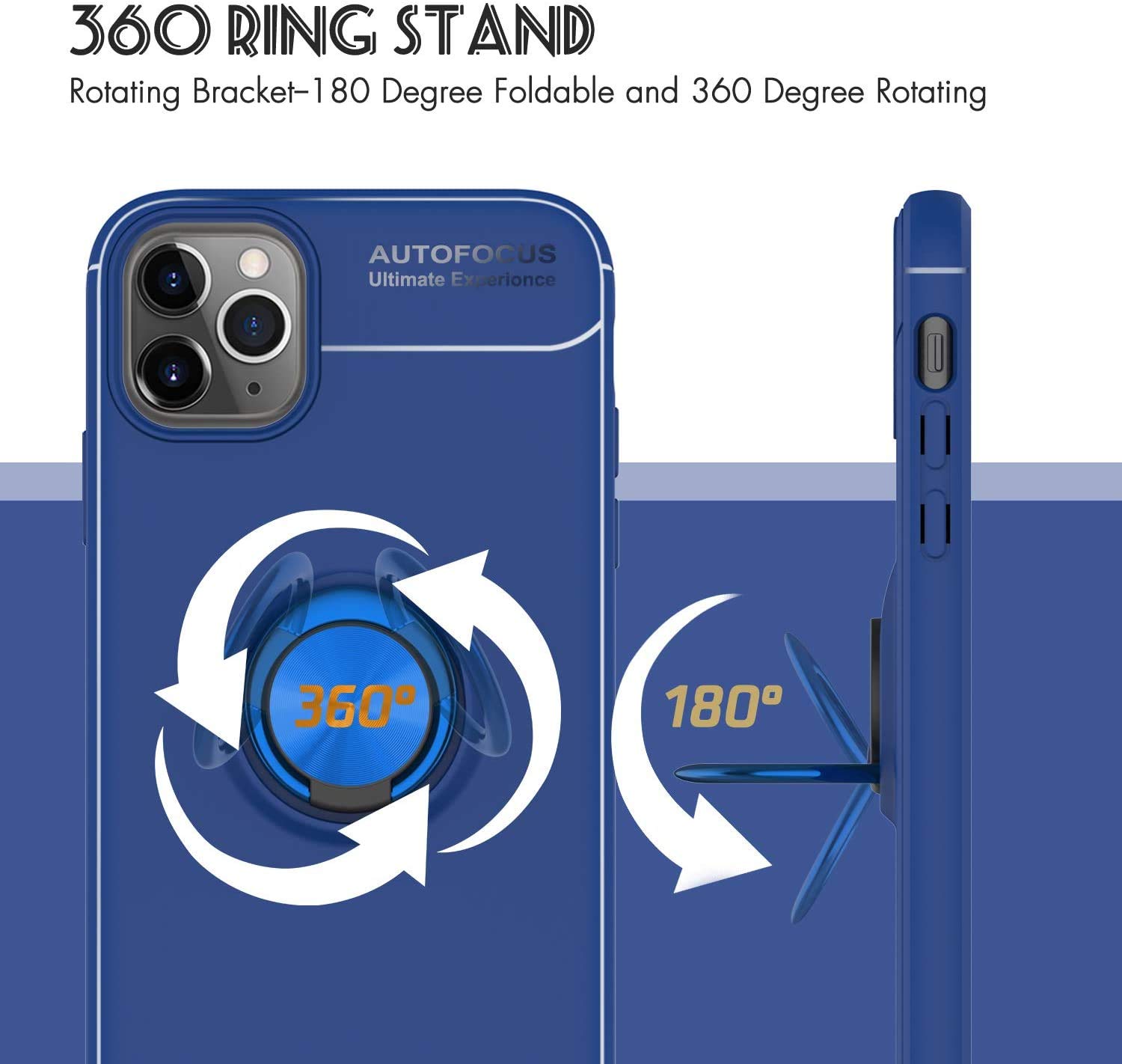 Custodia Folmecket Per IPhone 12 Pro Con Pellicola E Supporto Girevole 360° - Metallo E TPU Anticaduta - Rosso