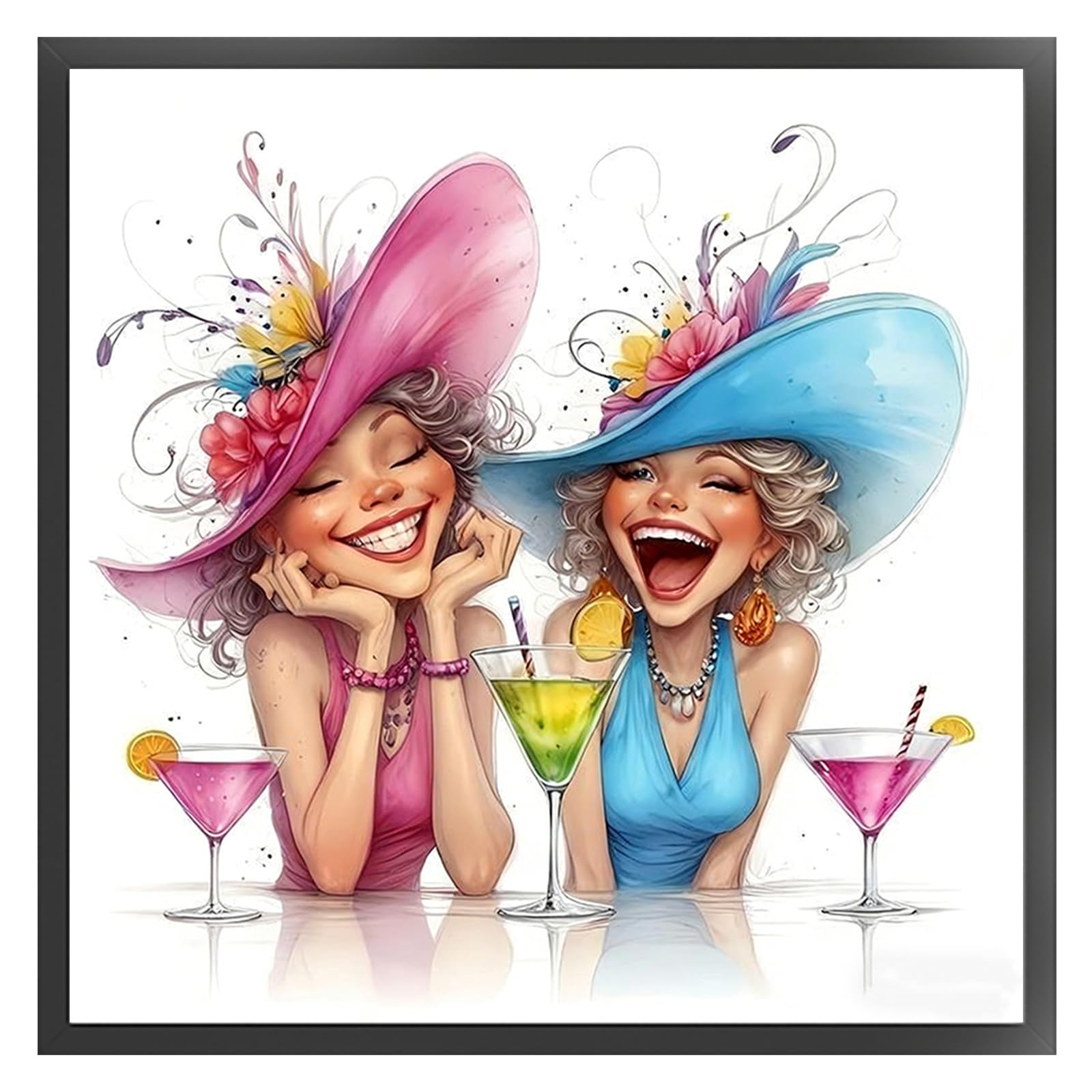 Girls Cocktail Full 11Ct 3 Strands Diy Stamped Embroidery Needlepoint Starter Kits 17.71X17.71inch Cross Stitch Art And Crafts Kits For Beginners Adults Home Decor