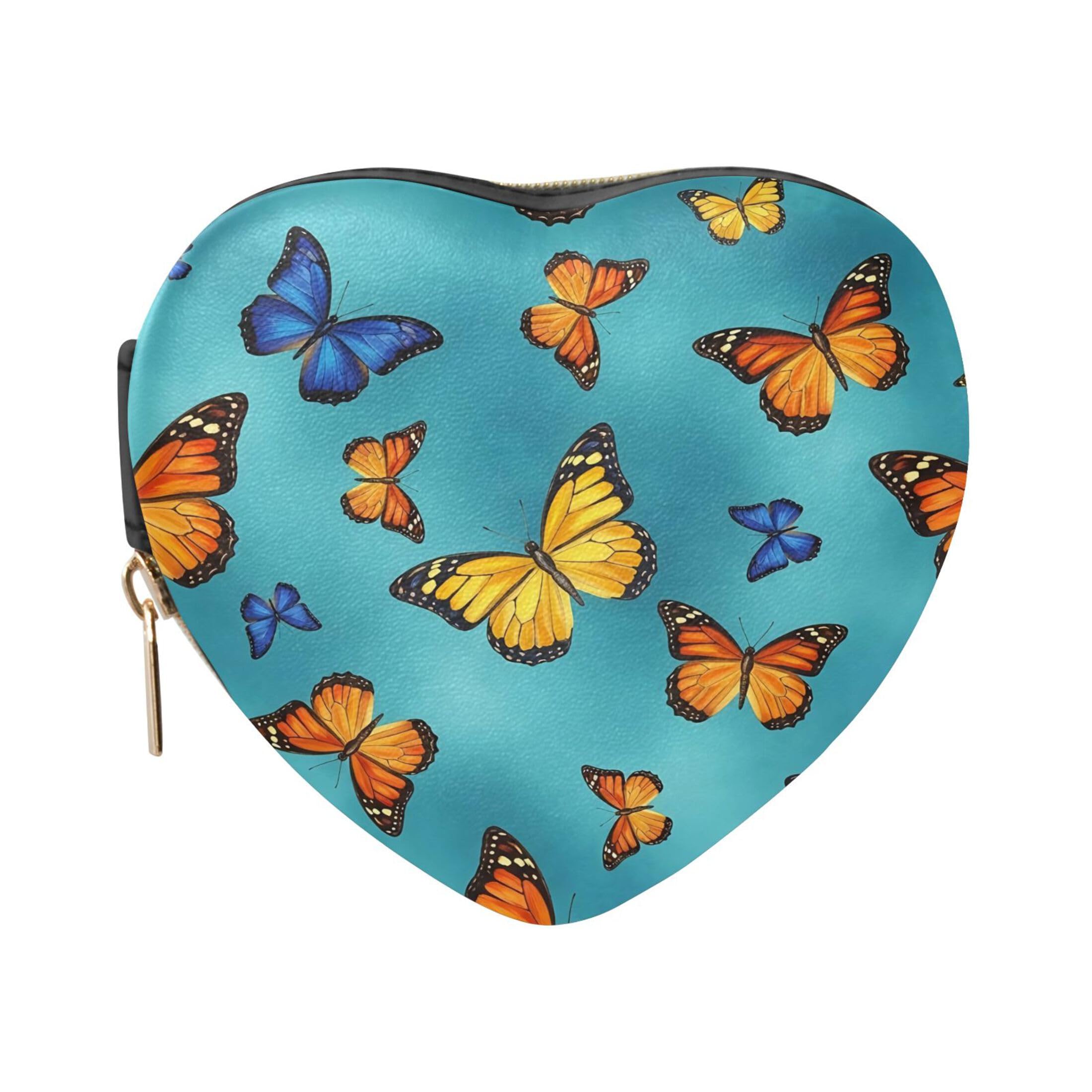 Fuauuyl Butterfly Small Jewelry Box Heart-Shaped Jewelry Case, Portable Travel Organizer Bridesmaid Proposal Gift for Women Girls