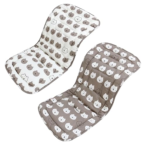 Cojín de cochecito de bebé, universal transpirable, cojín de cochecito para cochecitos, 100% algodón, 13.4 x 30.7 in, 1 paquete (oso negro)