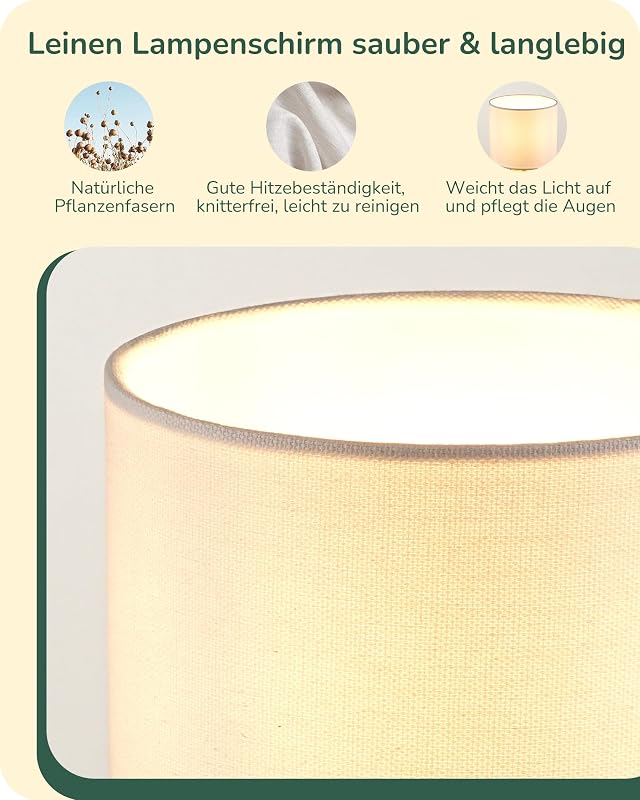 EDISHINE Asztali Lámpa Fehér Linen Árnyékolóval és Arany Gyémánt Talppal E14 LED