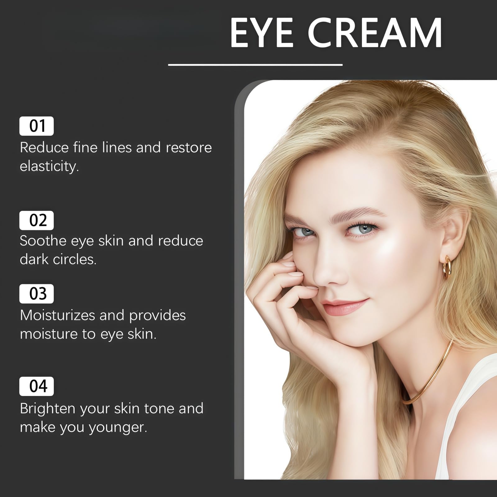 Eye Cream for Dark Circles and Puffy Eyes,Anti-Wrinkle under Eye Cream,Under Eye Cr-eam Anti Aging for Puffiness and Bags with 360°E-ye Roller Ball for Women & Men,Remescar E-ye Bags and Dark Circles - Image 3