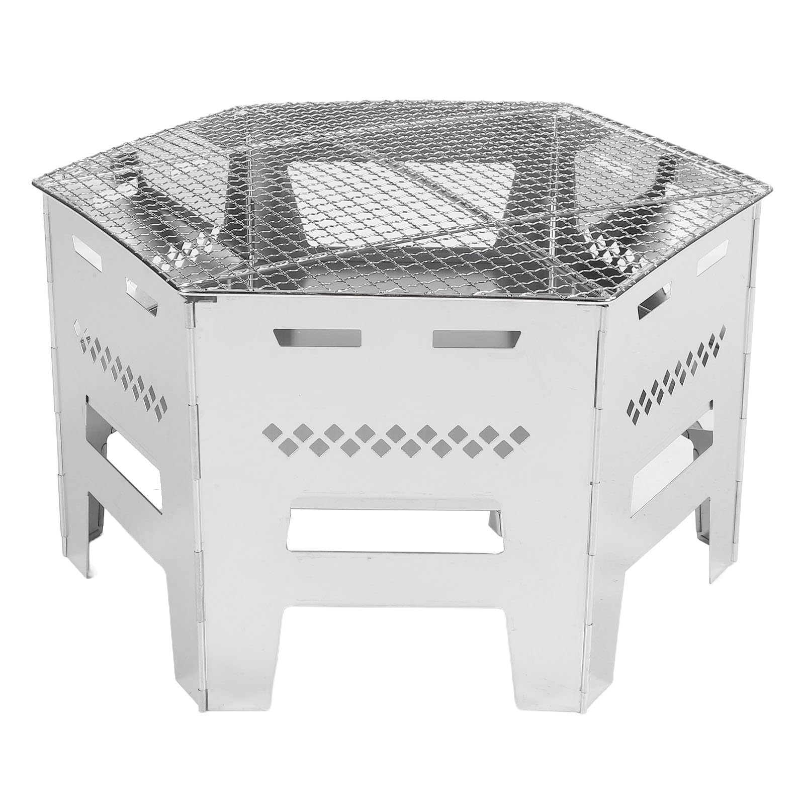 Poêle à Bois Camping, Pliable Portable Robuste Léger en Acier Inoxydable 304 avec Sac Transport pour Randonée Familles Voyageurs Festivals Plein Air