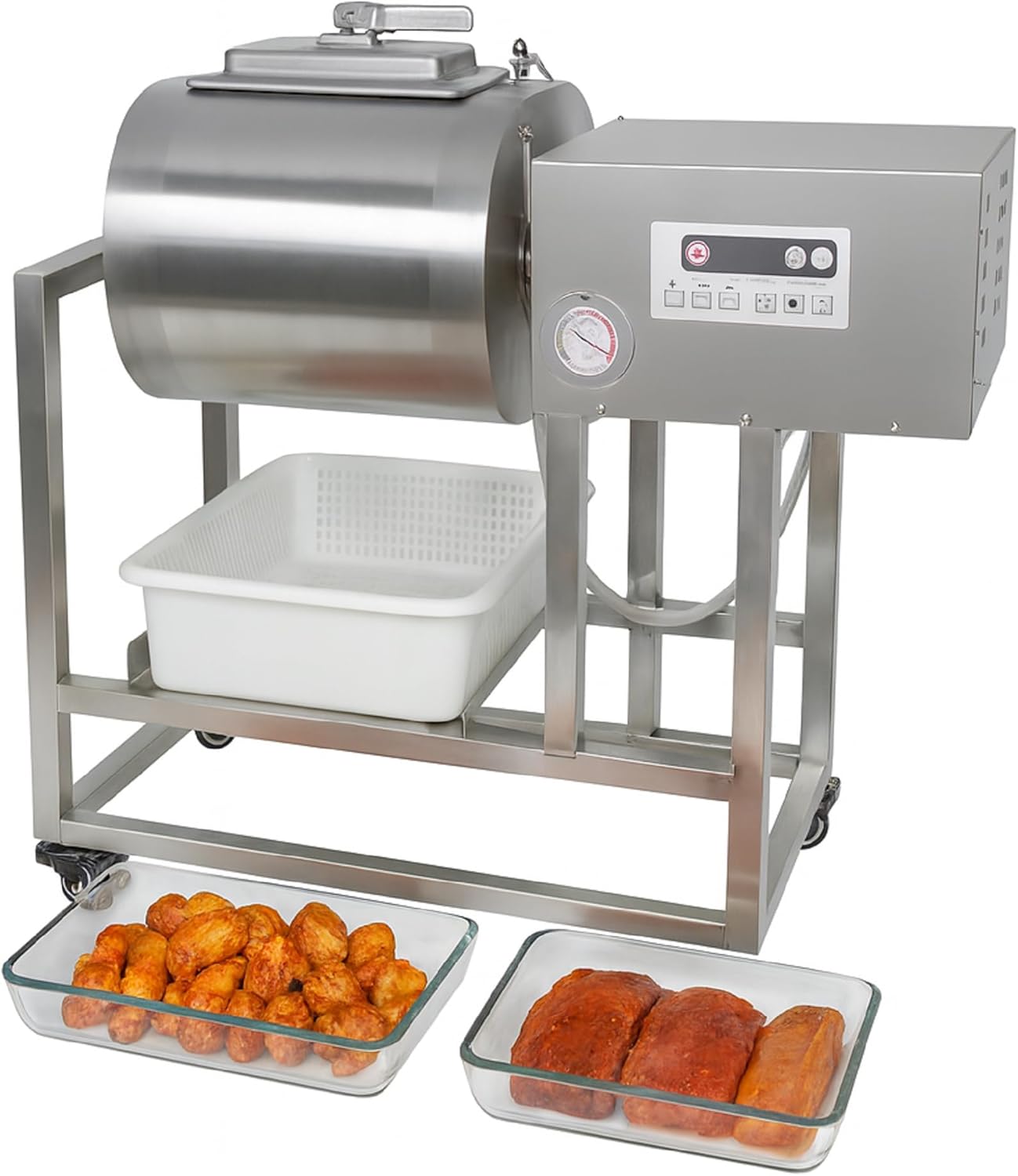 CLIVIA Vacuum Tumbler Marinator, 18L Meat Tumbler Marinator Machine, Three-Speed Automatic Bidirectional Rotation, Stainless Steel Marinating Curing Meat Tenderizer for Chicken Steak Burger Shop