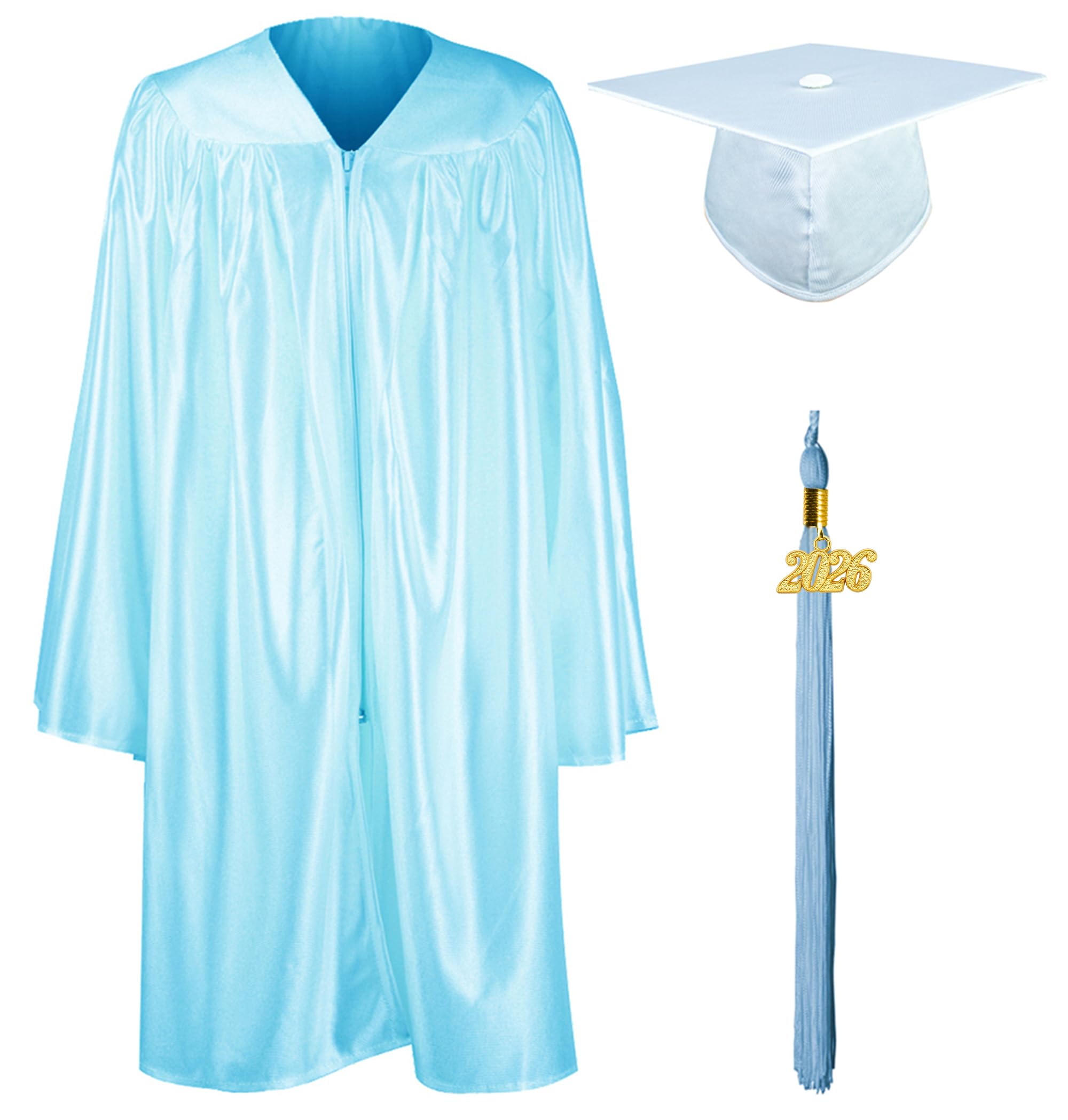 Graduationmall Skyblue Preschool Children's Graduation Cap And Gown,2026 Shiny Nursery Graduation Outfit For Kids 33(123-130Cm)