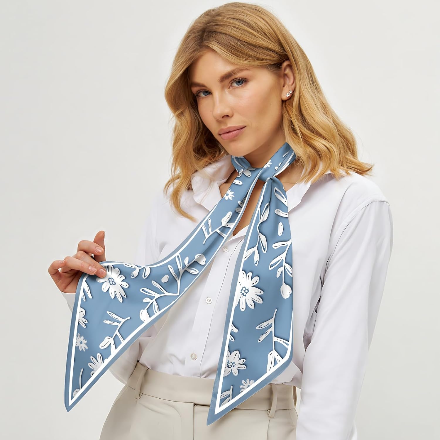 2PCS Hair Head Scarf Silk Feeling Long Satin Neck Satin Scarves for Handbag Cute Decoration Aesthetic Women 59 * 6.7'' - Image 6