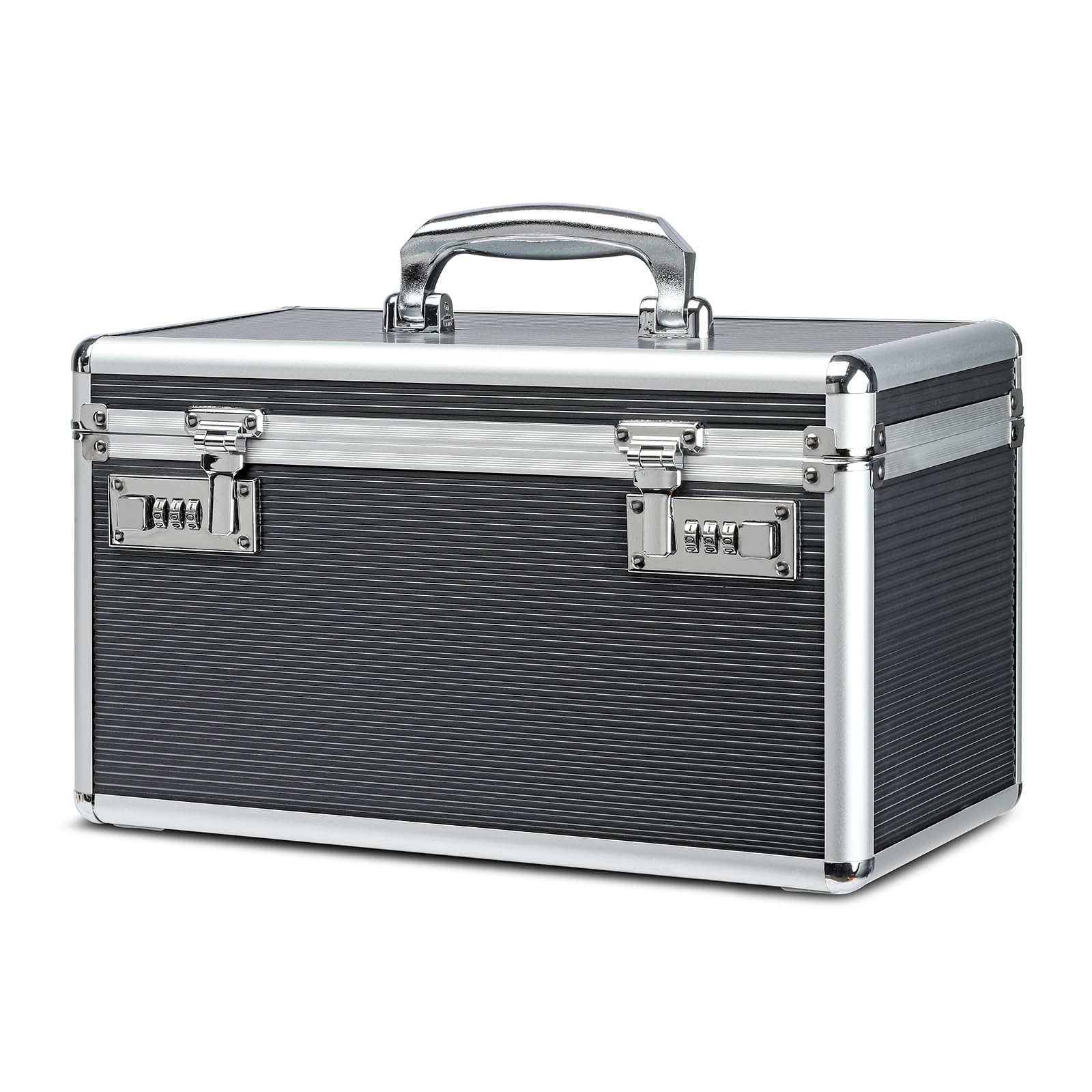 HEWEI WORKS Lockable Medication Box with Portable Storage Case, 36.1x18.3x20.8cm, Childproof Medicine Lock Organizer, Locked Empty First Aid Storage Case (Gray/Large)