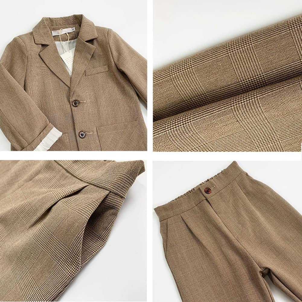Kinder Jungen Zweiteilige Festlich Anzüge Casual Trendy Smoking Smart Langarm Blazer & Hose Outfit Slim Fit Taufkleidung Freizeitkleidung für Geburtstag Hochzeit Dinner Prom Party