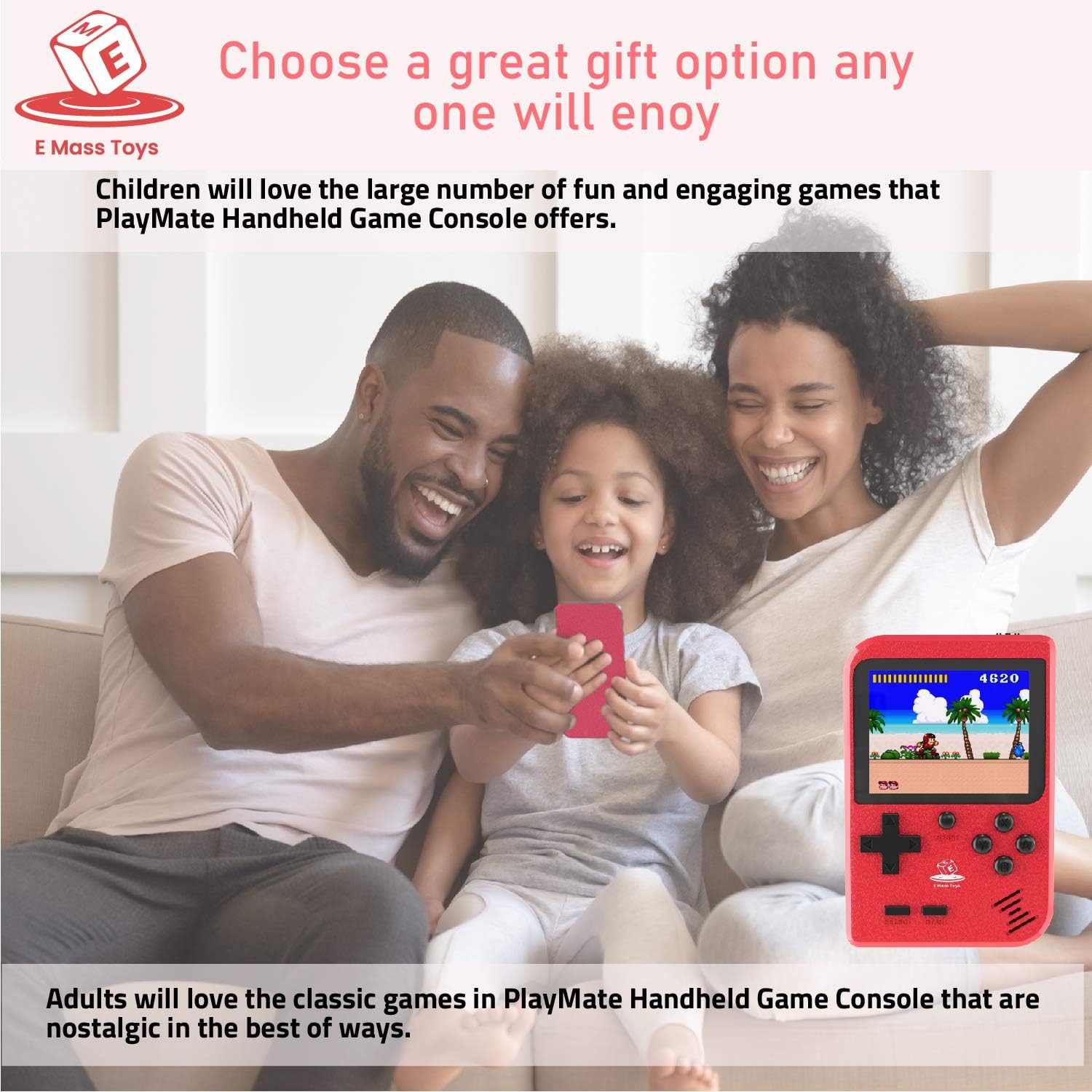Emaas Handheld Game Console, Retro Mini Game with 400 Classic FC Games- 2.8-Inch Color Screen Support for Connecting TV & Two Players 800mAh Rechargeable Battery Suitable for Kids & Adults : Toys & Games