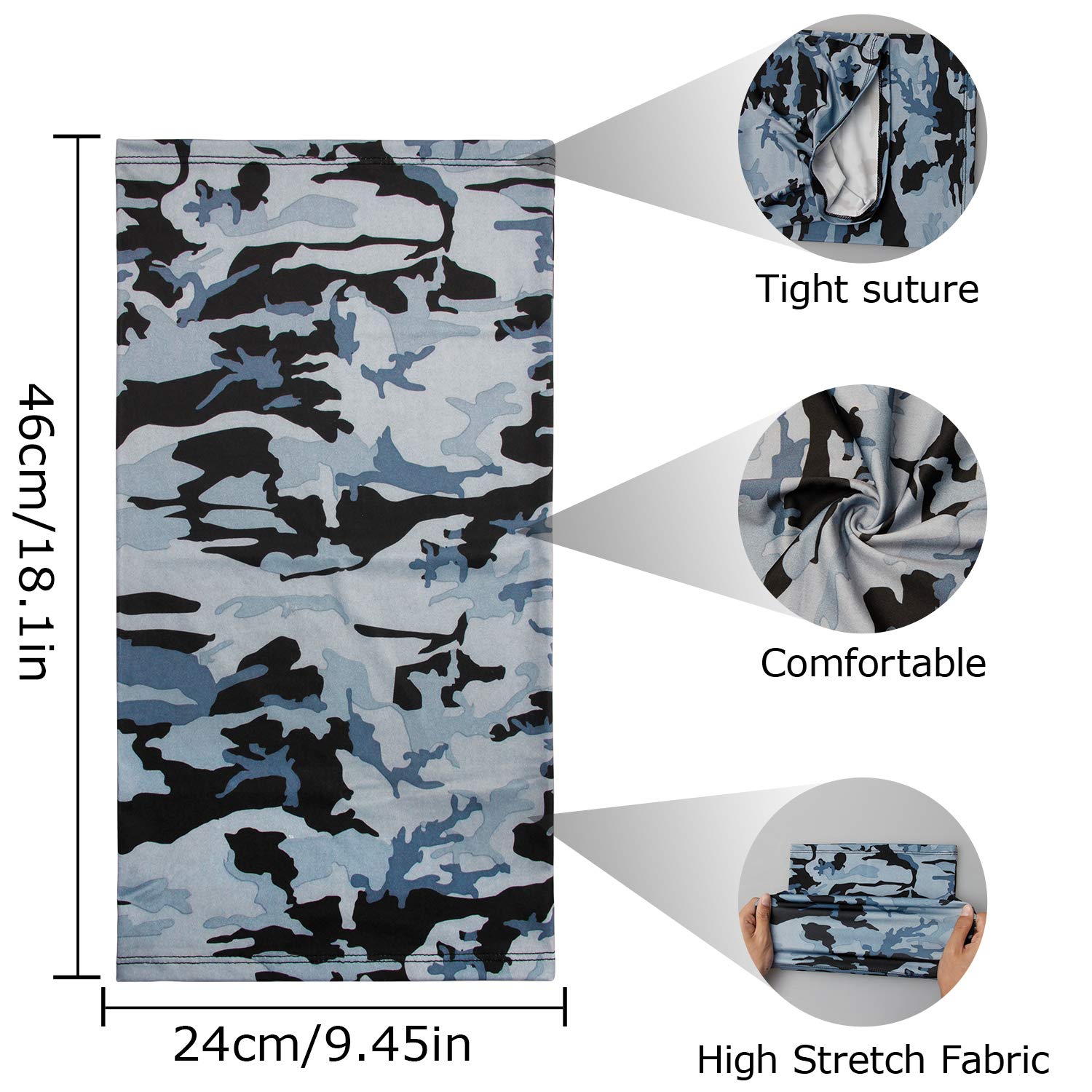 Neck Gaiter for Men UV Protection, Breathable Seamless Washable Bandana Face Scarf, Tube Balaclava Headwear for Men Women (Camouflage) 2