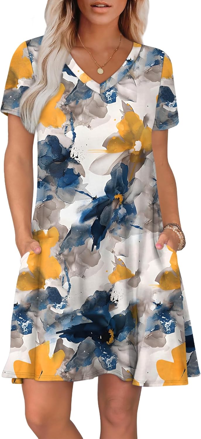 WIHOLL Dresses for Women Casual Summer Loose T Shirt Dress with Pockets Beach Vacation Outfits S-4XL - Image 2