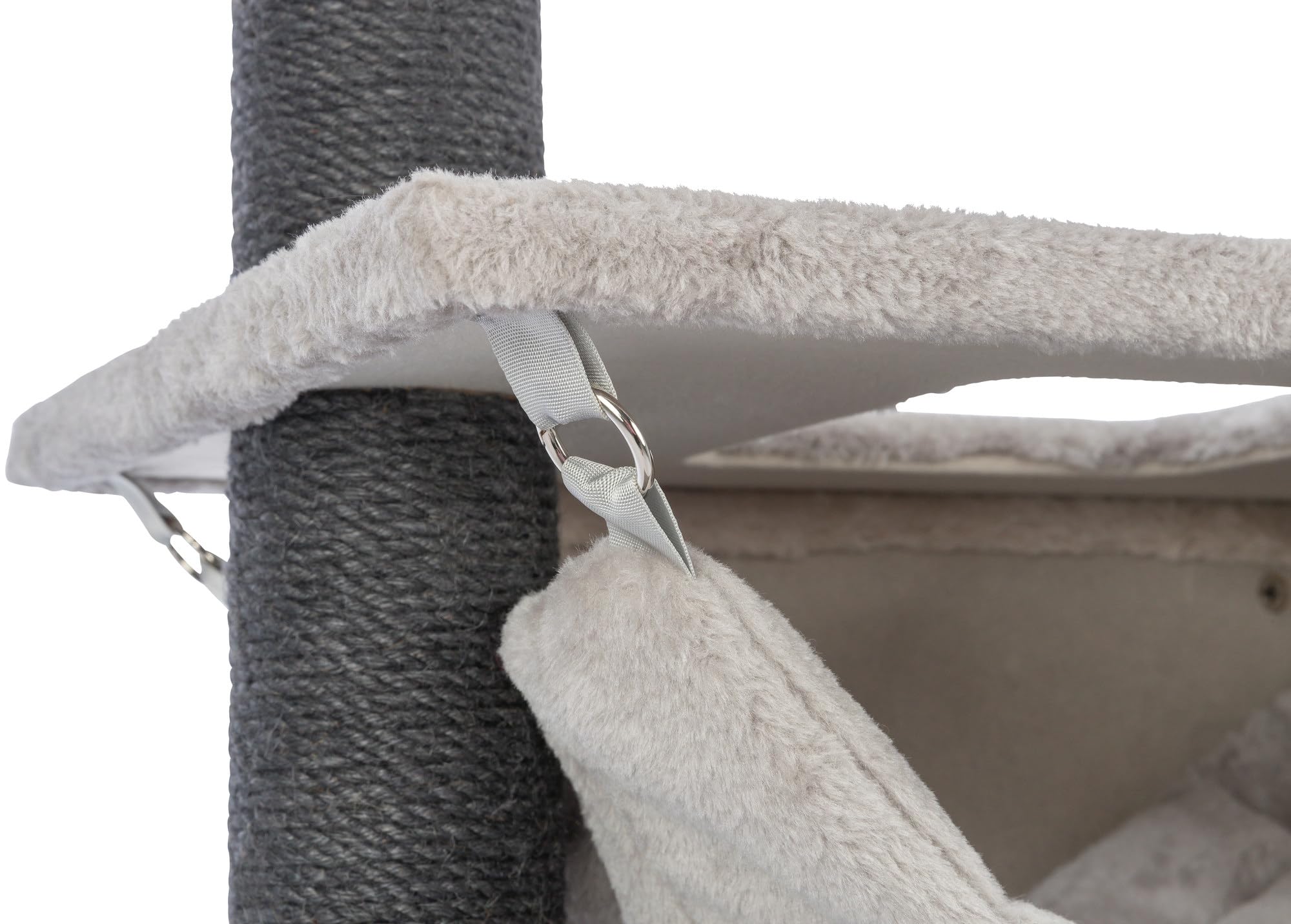TRIXIE Tiragraffi Juliano 44457 grigio – Tiragraffi multilivello con colonna in sisal, amaca, opzioni per graffiare e giocare, comodo e robusto