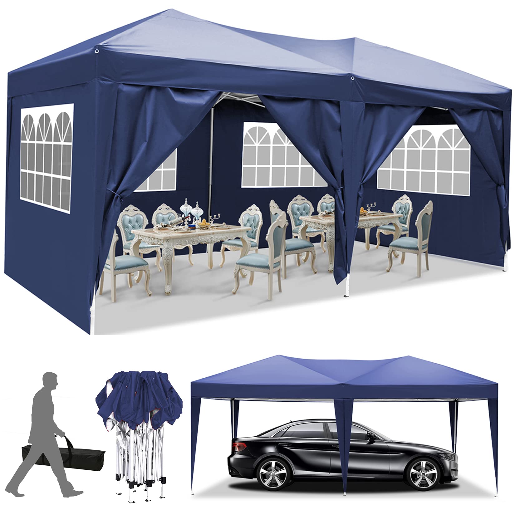 Buy Oppikle 3x3m/3x6m Gazebo, Waterproof Garden Gazebo with 4 Side