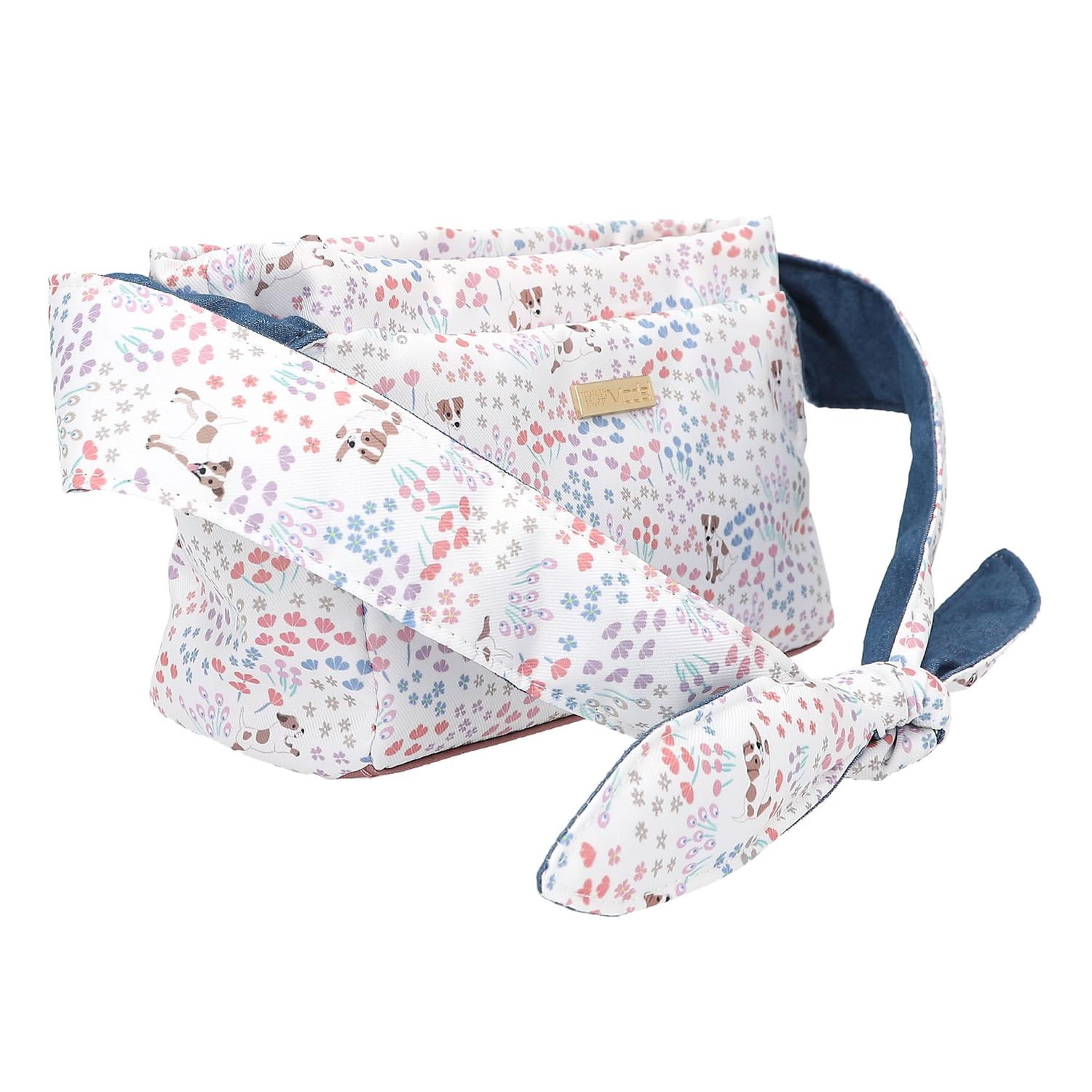 Depesche 12926 TOPModel Velo Fleur - Umhängetasche in Weiß und Blau, mit Model Motiv und Blumen Muster, Handtasche mit Knotendetail