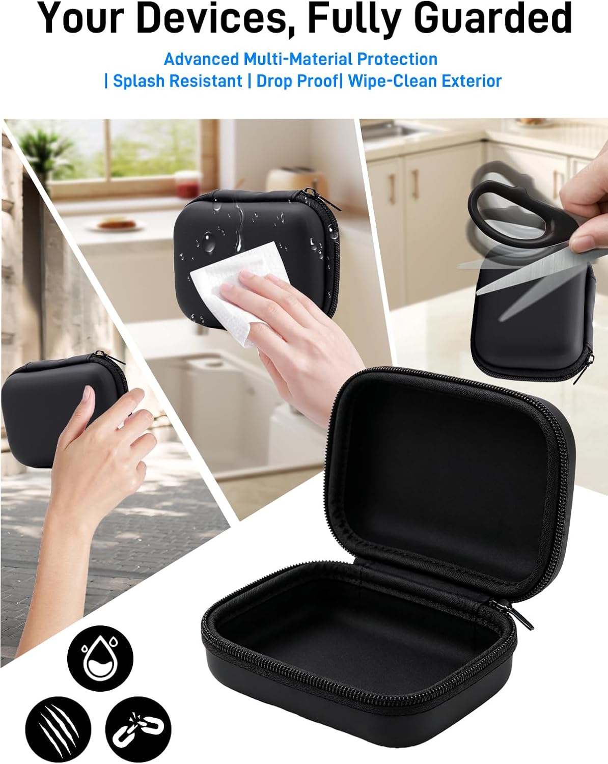 Shockproof Hard Carrying Case for Thunelec U9 Wireless Earbuds,Premium EVA Protective Hard Case, Durable Shockproof Organizer Bag with Wipe-Clean Exterior,Black image 4