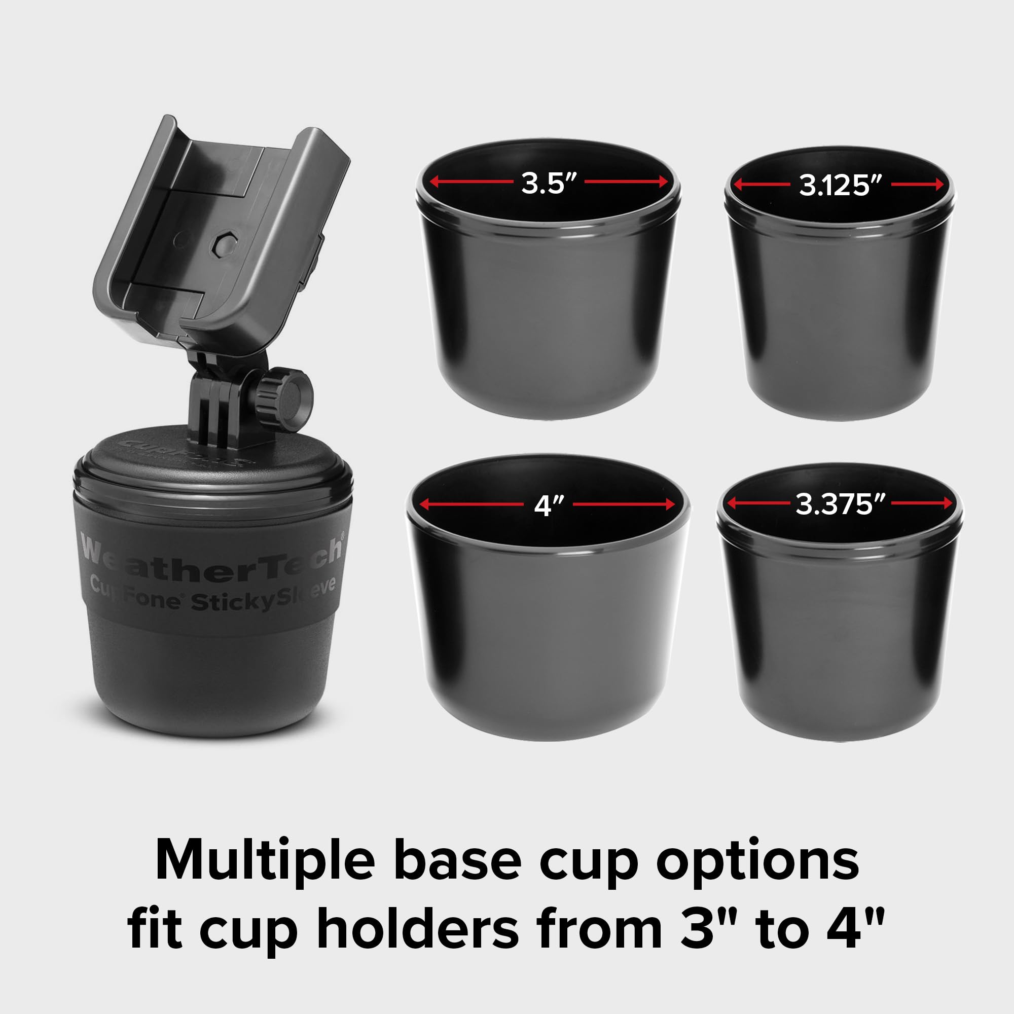 WeatherTech CupFone ™ Soporte Universal para teléfono móvil, Adecuado para Cualquier Posavasos Coche, Apto para Todos los teléfonos móviles Actuales