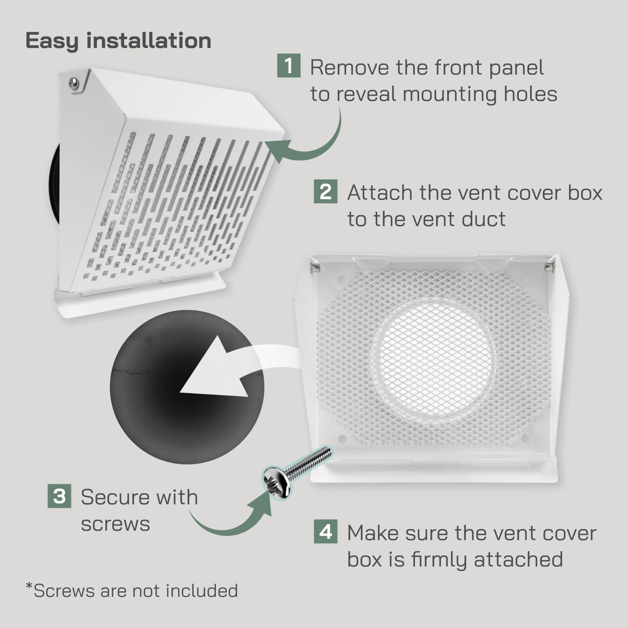 Vent Systems Griglia di ventilazione di scarico da 100 mm con guarnizione in gomma – Cappa per tubo bianco con copertura per esterni – Canale o superficie di montaggio – Griglia di protezione dalle